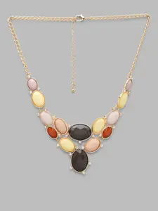 Globus Gold-Toned & Black Gold-Plated Statement Necklace