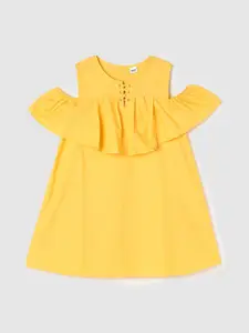 max Girls Yellow Cold Shoulder Cotton Top