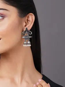 Binnis Wardrobe White & Black Silver-Plated Contemporary Drop Earrings