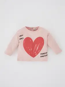 DeFacto Girls Pink Printed Cotton Sweatshirt