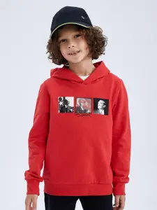 DeFacto Boys Red Cotton Hooded Sweatshirt