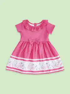 Pantaloons Baby Pink Floral Printed Fit & Flare Dress