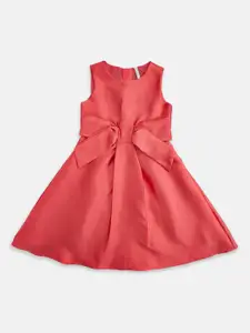 Pantaloons Junior Girls Coral Solid A-Line Cotton Dress