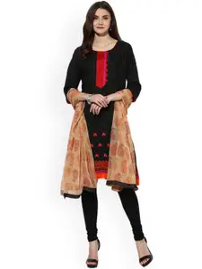 Saree mall Black Unstitched Dress Material