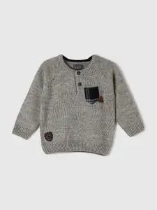 max Boys Grey Cable Knit Pullover