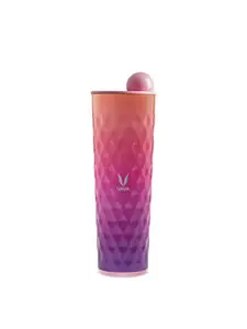 Vaya Pink Textured Stainless Steel Water Bottle With Lid 600 ml