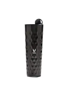 Vaya Black Textured Stainless Steel Water Bottle With Lid 600 ml