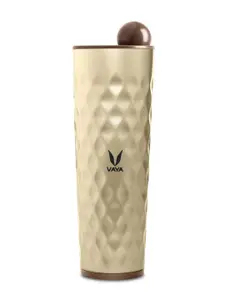 Vaya Gold-Toned Textured Stainless Steel Water Bottle With Lid 600 ml