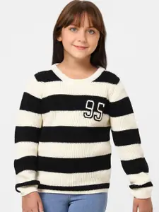 KIDS ONLY Girls White & Black Striped Acrylic Pullover