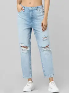 ONLY Women Blue Boyfriend Fit ONLJANET REG RH Heavy Fade Pure Cotton Jeans