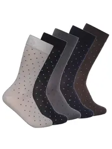 MARC Men Pack Of 5 Brown & Grey Calf Length Socks