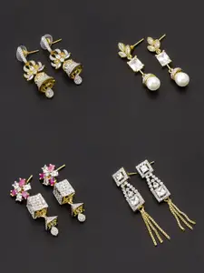 aadita Gold-Toned Set of 4 Contemporary Drop Earrings
