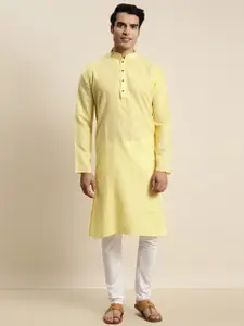 SOJANYA Men Solid Cotton Linen Kurta