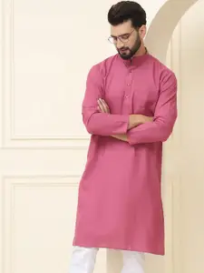 SOJANYA Pink Mandarin Collar Kurta