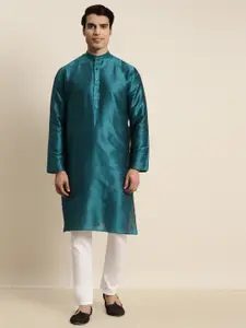 SOJANYA Men Teal Jacquard Kurta