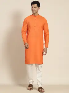 SOJANYA Men Orange Solid Kurta