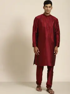 SOJANYA Men Maroon Jacquard Kurta