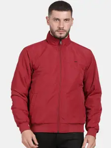 t-base Men Red Windcheater Bomber Jacket