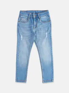 Pantaloons Junior Boys Blue Mildly Distressed Light Fade Cotton Jeans