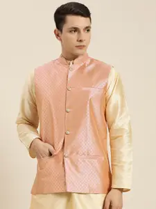 SOJANYA Woven Design Silk Blend Nehru Jacket