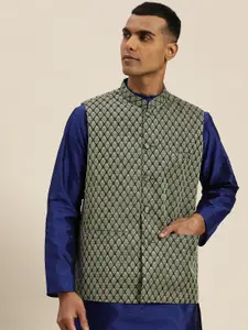 SOJANYA Woven Design Silk Blend Nehru Jacket