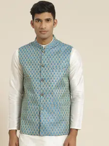 SOJANYA Men Woven Design Jacquard Nehru Jacket
