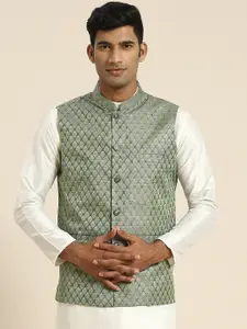 SOJANYA Jacquard Woven Design Nehru Jacket