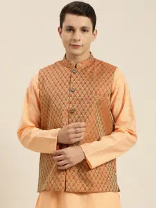 SOJANYA Woven Design Silk Blend Nehru Jacket