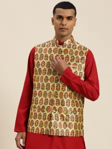 SOJANYA Printed Silk Blend Nehru Jacket