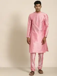 SOJANYA Men Pink Kurta with Churidar