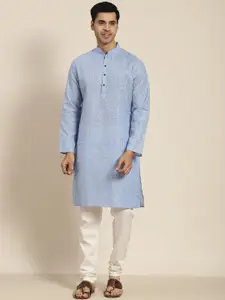 SOJANYA Men Blue Kurta with Churidar