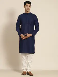 SOJANYA Men Navy Blue Kurta with Churidar