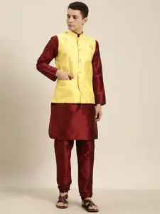 SOJANYA Maroon Mirror Work Kurta with Churidar