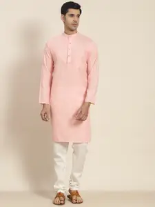 SOJANYA Men Pink Kurta with Churidar