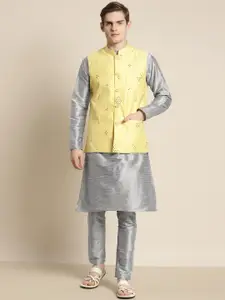 SOJANYA Men Mirror Work Kurta with Churidar