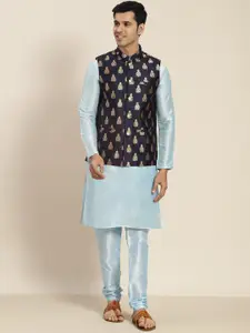 SOJANYA Men Woven Design Kurta with Churidar with Nehru Jacket
