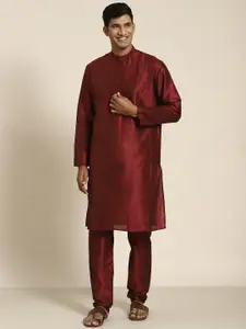 SOJANYA Men Woven Design Kurta with Churidar with Nehru Jacket