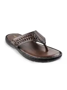 Metro Men Brown & Black Leather Comfort Sandals