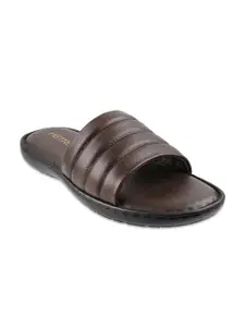 Metro Men Brown & Black Leather Comfort Sandals