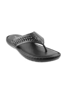 Metro Men Black Leather Comfort Sandals
