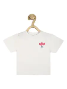 Peter England Girls White Solid T-shirt