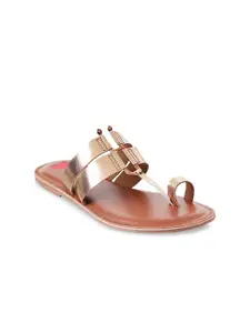 Metro Women Rose Gold Ethnic One Toe Flats