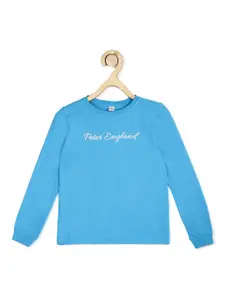 Peter England Boys Blue Printed Pure Cotton Sweatshirt