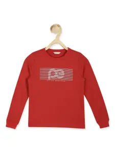 Peter England Boys Red Printed Sweatshirt