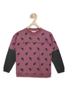 Peter England Boys Purple Printed Sweatshirt
