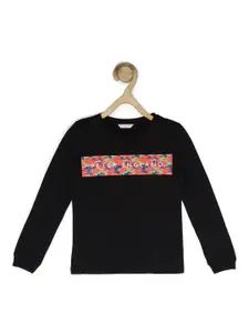 Peter England Boys Black Printed Sweatshirt