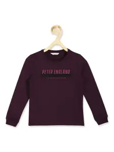 Peter England Boys Purple Printed Sweatshirt