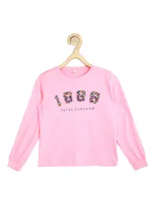 Peter England Boys Pink Printed Pure Cotton Sweatshirt