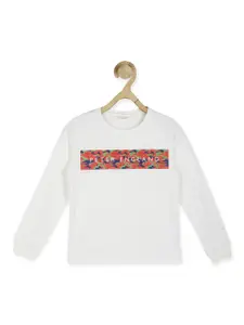 Peter England Boys Off White Printed Pure Cotton Sweatshirt