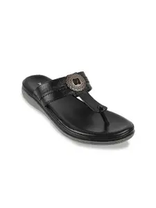Mochi Women Black T-Strap Flats